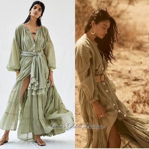 RARE NWT ANTHROPOLOGIE Erika Peña Ruffled Maxi Dress. One-Size - Picture 11 of 16